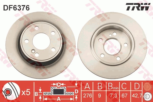 Remschijf – TRW – DF6376