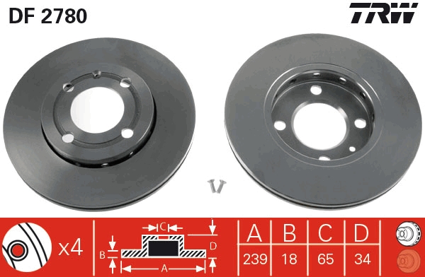 Remschijf – TRW – DF2780