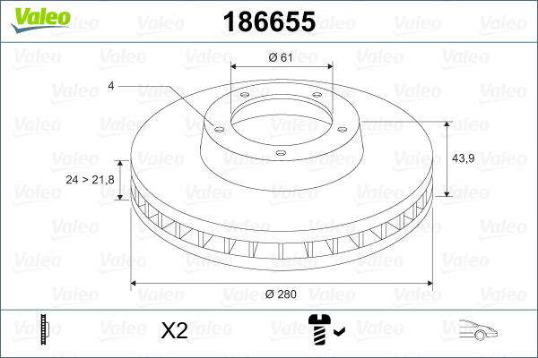 Remschijf – VALEO – 186655