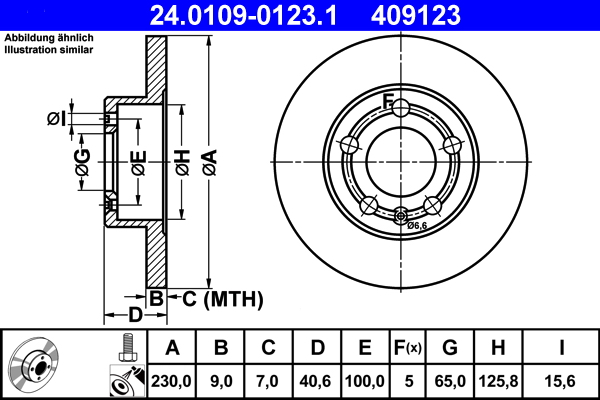 Remschijf – ATE – 24.0109-0123.1