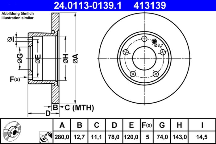 Remschijf – ATE – 24.0113-0139.1