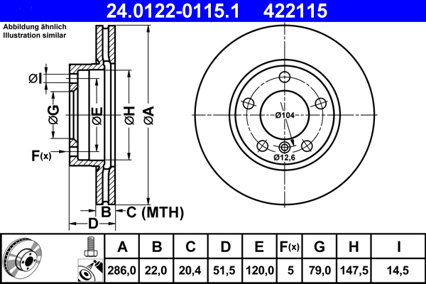 Remschijf – ATE – 24.0122-0115.1