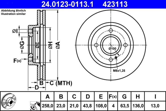 Remschijf – ATE – 24.0123-0113.1