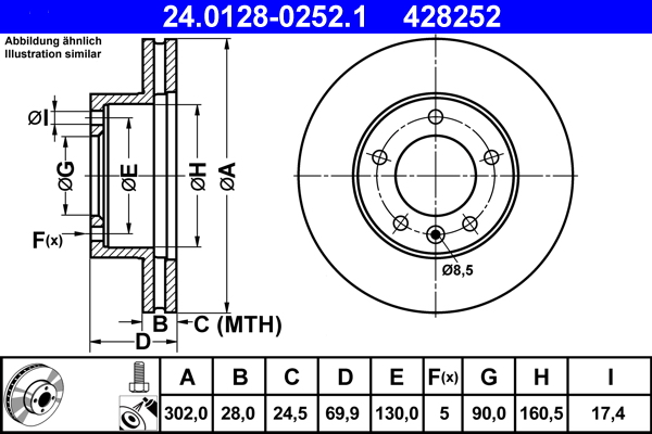 Remschijf – ATE – 24.0128-0252.1